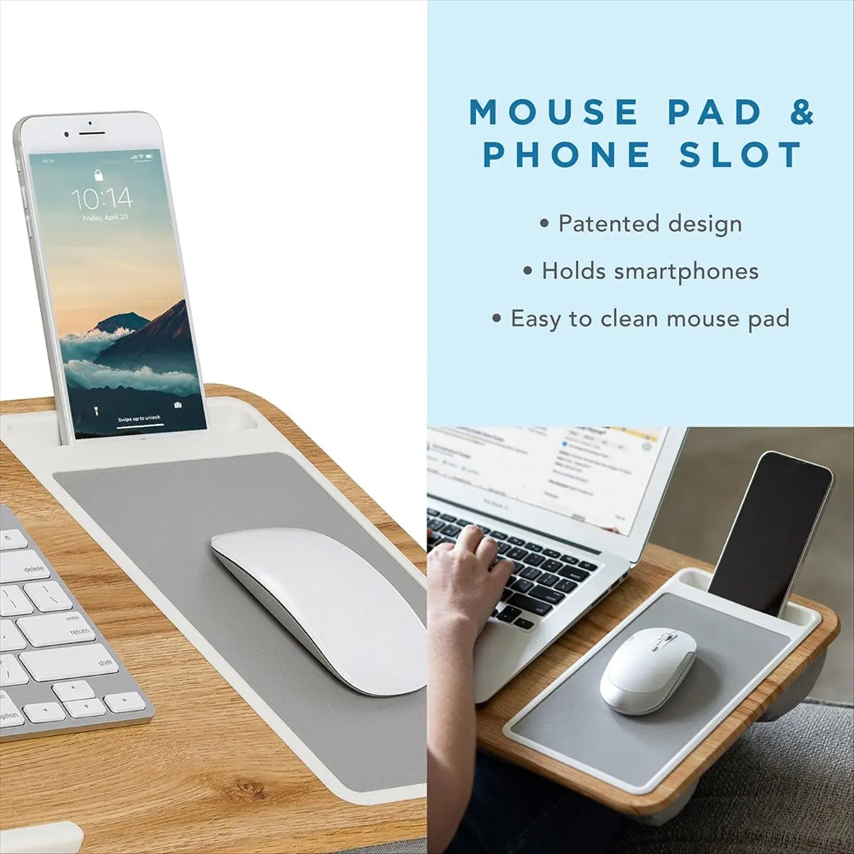 A55T Home Pro Lap Desk with Wrist Rest, Mouse Pad, Phone Holder - Fits Laptops Up to 15.6 Inch