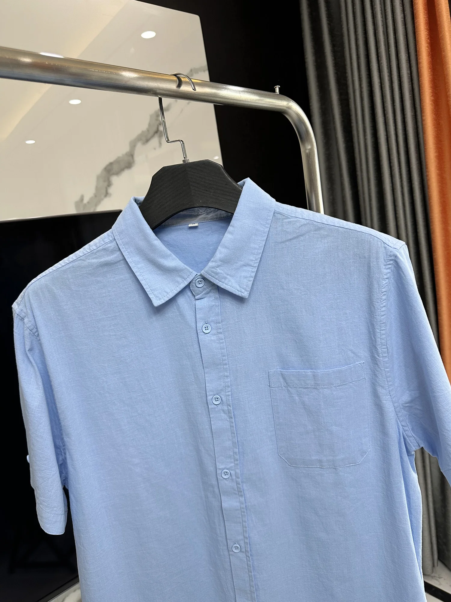 Natural Cotton Linen Blend Short Sleeve Shirt Men's Lightweight Comfortable Skin-friendly Casual Top Breathable Summer Fashio...