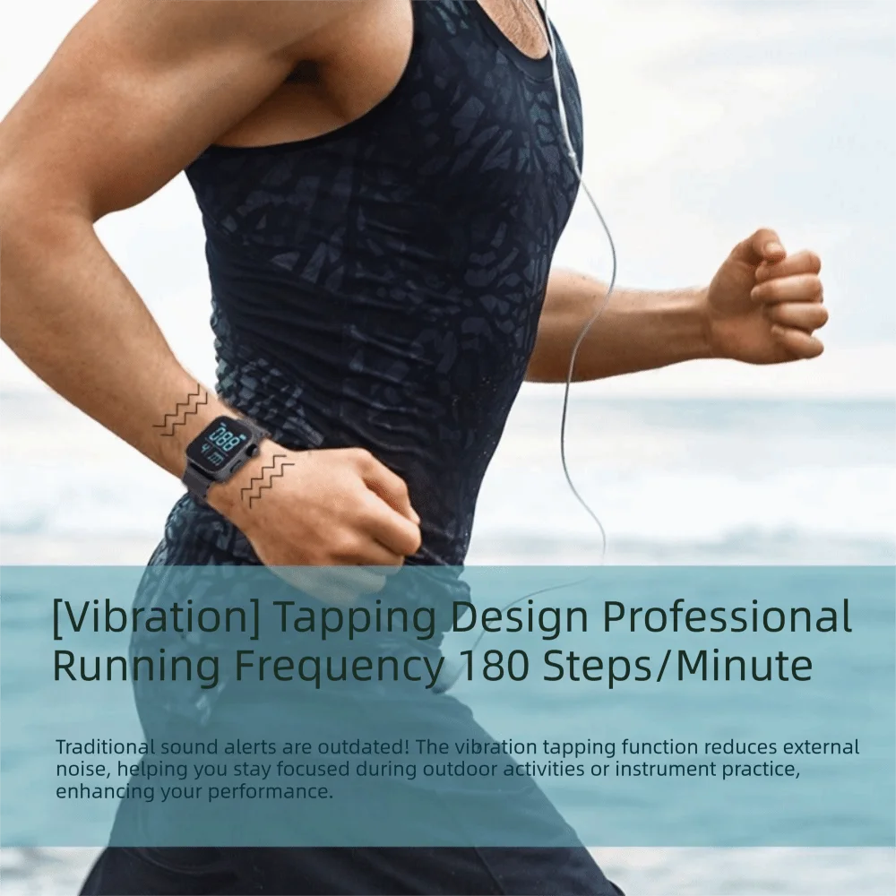 App-Adjustable Vibrating Metronome Watch Adjustable Strap Magnetic Charging Cable Wrist Metronome 40-240 BPM Range Clock