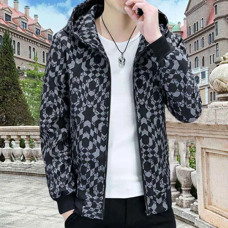 Spring and Autumn Coat Male High School Student Teenagers Cropped Jacket Printing Stylish Men's Coat