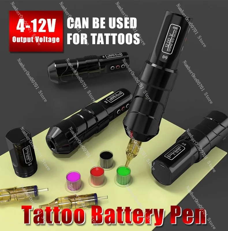 Matte Gold Wireless Tattoo Pen Single Lithium Battery Liner Shader All In One Permanent