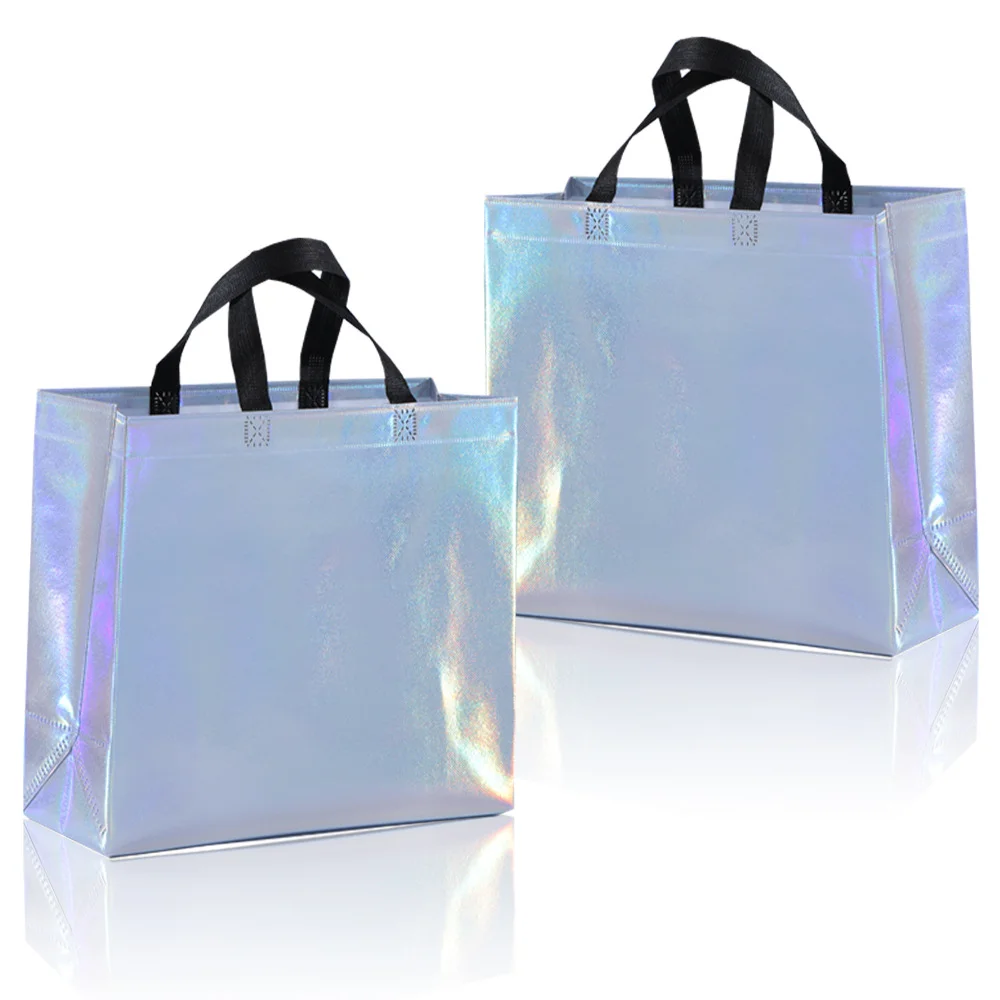 10pcs Rainbow laser non-woven bag gift shopping bag, you can customize logo Amazon travel bag