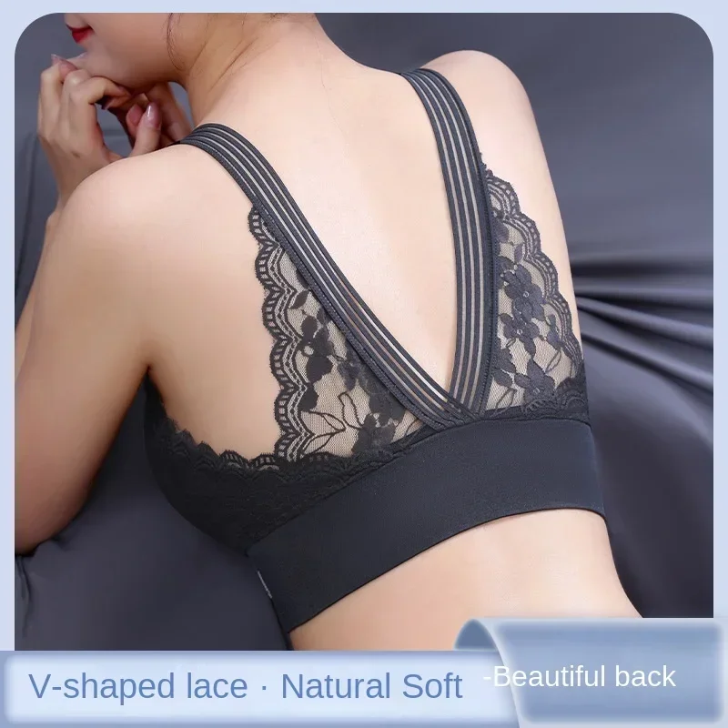 Sexy Lace Seamless Large Size Women\'s Bra Comfortable Breathable Sports Beauty Back Vest Sleep Gathered Wrapped Chest Tube Top