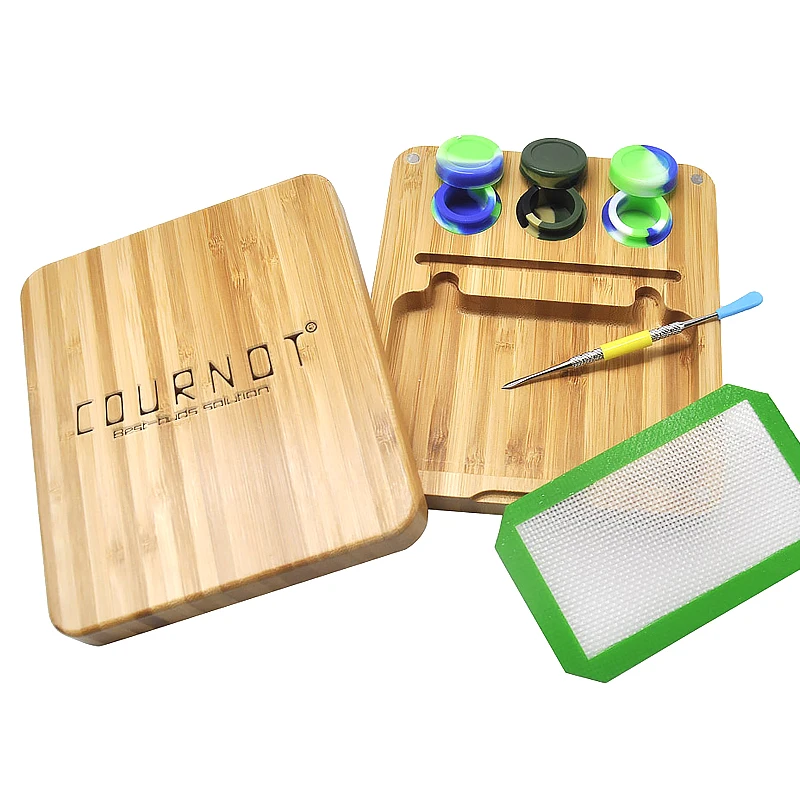 

6pcs Wooden Storage Set Tobacco&Cigarrette Case Box Herb Grinder Rolling Tray Oil Wax Stash Jar Smoking Accessories Tool Set