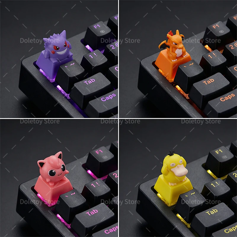 3D Printed Anime Figure Keycaps Gengar Charizard Jigglypuff Psyduck Keyboard Caps Gaming Peripherals Gift