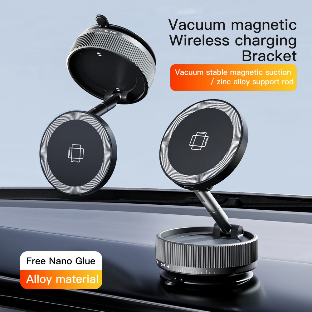 

Автомобильное магнитное беспроводное зарядное устройство мощностью 15 Вт 360° ° Вращающаяся вакуумная присоска для держателя телефона Magsafe iPhone серии 17-12 для автомобиля/тренажерного зала/вождения