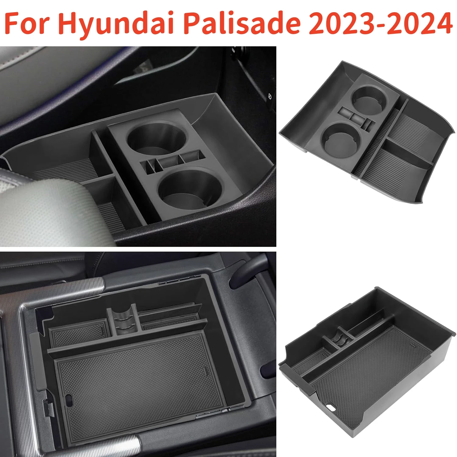 Center Console Organizer Tray Compatible for Hyundai Palisade 2024 2023, with Cup Holder Storage Box Interior Accessories