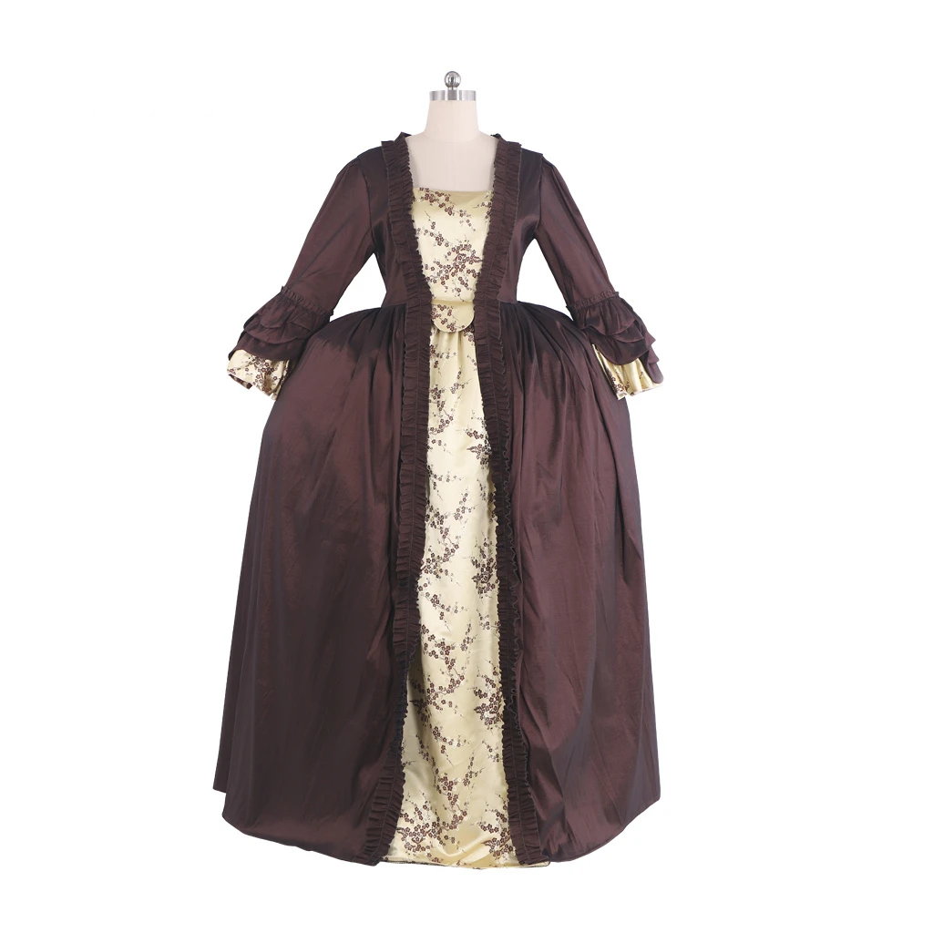 18th Century Regency Versailles Marie Antoinette Baroque Duchess dress Civil war Medieval Rococo Victorian Ball Gown Dress Brown