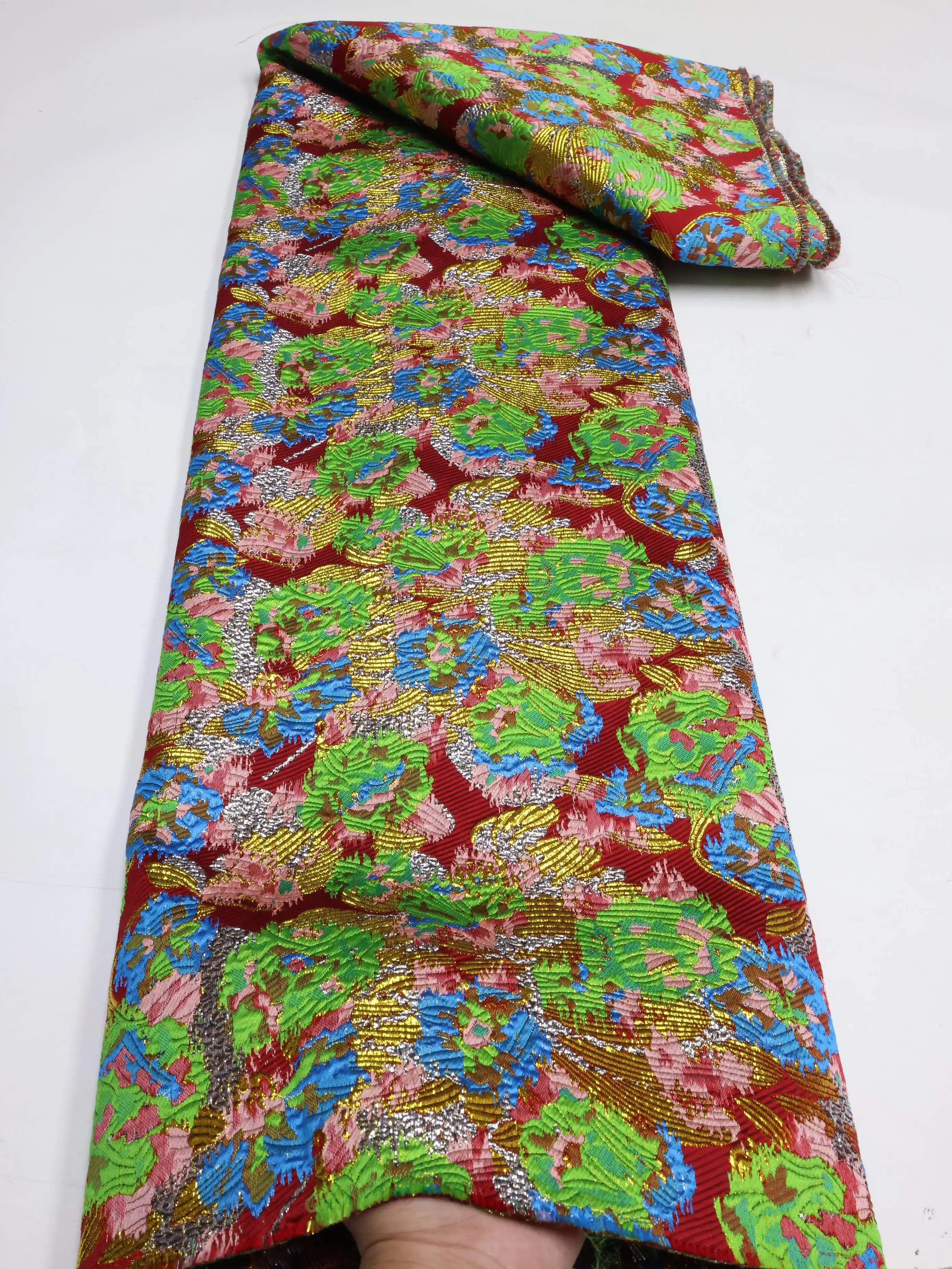 

Нигерийская парчовая кружевная ткань 2024, высококачественная африканская жаккардовая позолоченная кружевная ткань для шитья, роскошные вечерние платья миди