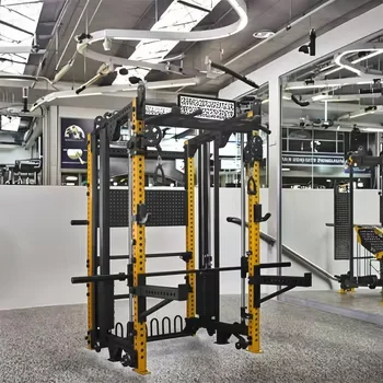 رف سميث القرفصاء متعدد الوظائف لتدريب القوة وتمارين كمال الأجسام والتي يهدف الصدر والساقين والظهر والأذرع ثلاثية الرؤوس