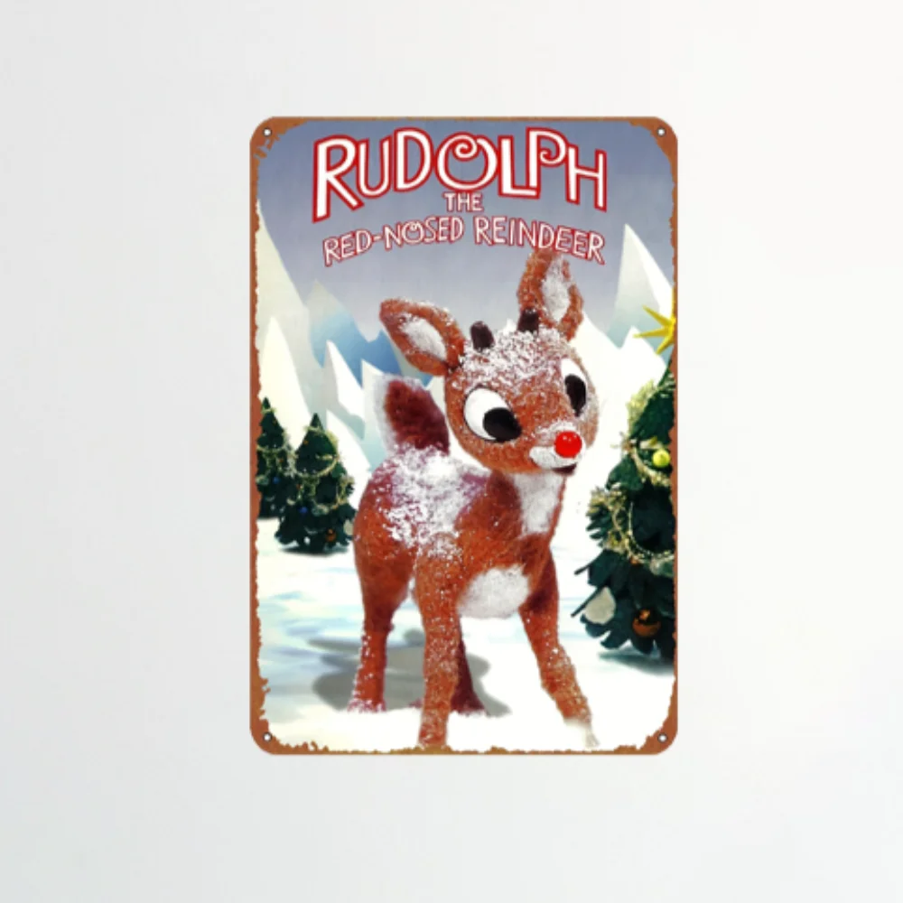 نحت جدار معدني عتيق من رودولف على شكل حيوان الرنة ذو الأنف الأحمر (8 × 12 بوصة) |   هدية الهالوين وعيد الميلاد، ديكور عطلة المنزل/المرآب
