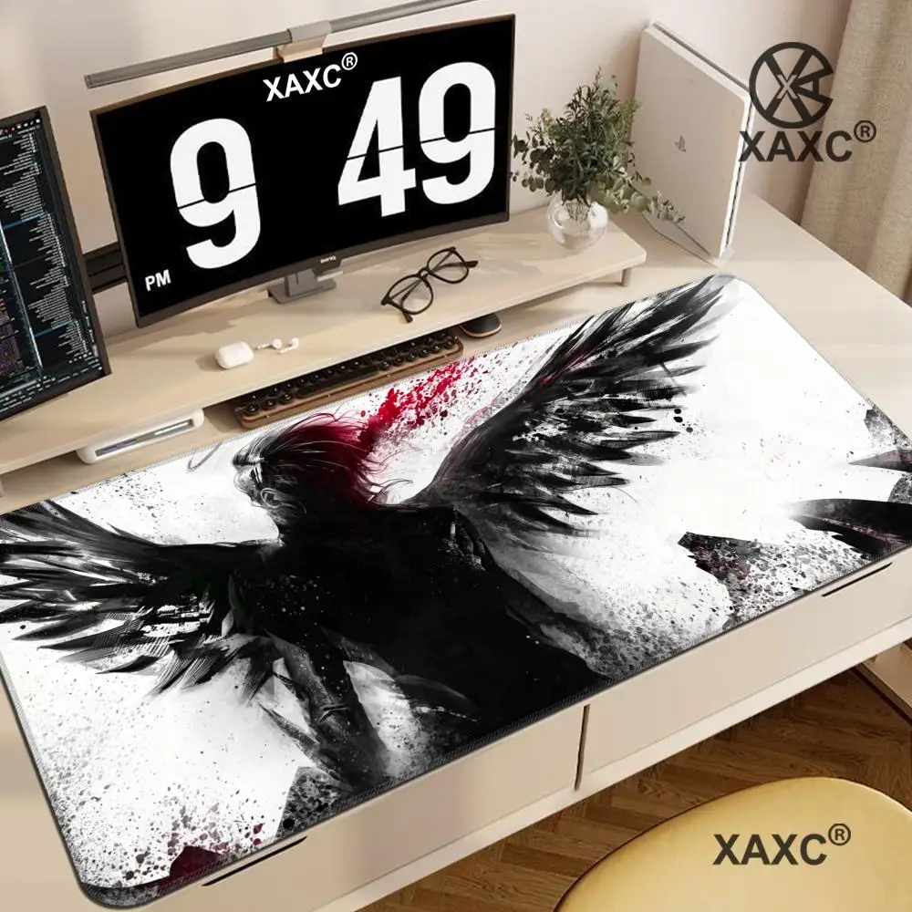 

Angel with Wings Desk Mat - Gothic Black White Art Large Mouse Pad Non-Slip Waterproof Gaming Office HYBXXC Desk Mat