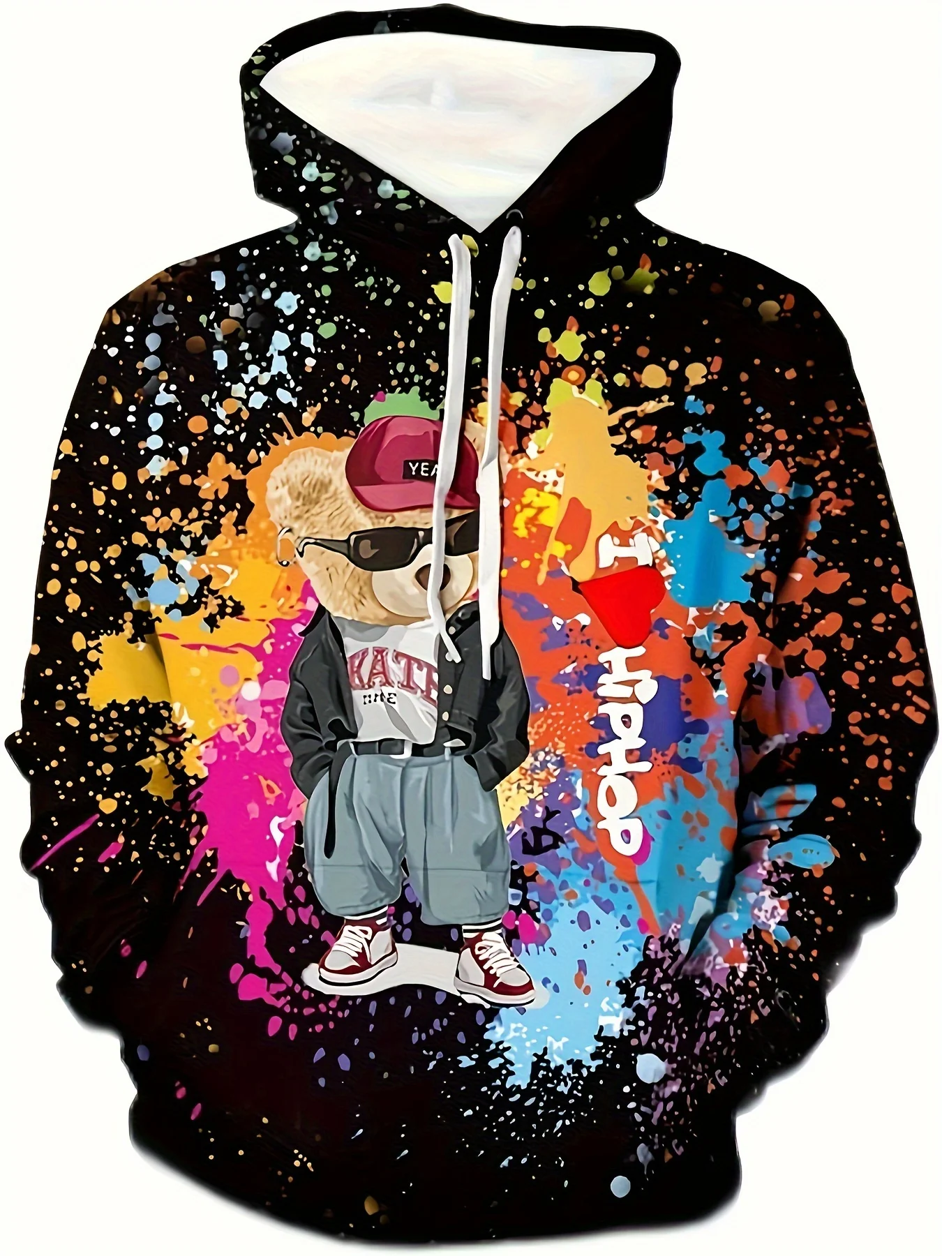 

New men's digital 3D full-body printed long-sleeved hoodie, street cool, trendy and comfortable kangaroo hoodie