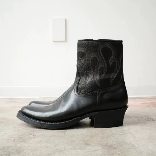 Men and Women‘s Embroidered real leather ankle boots chunky heel zipper chelsea boots luxury designer cool 2026 comfy shoes