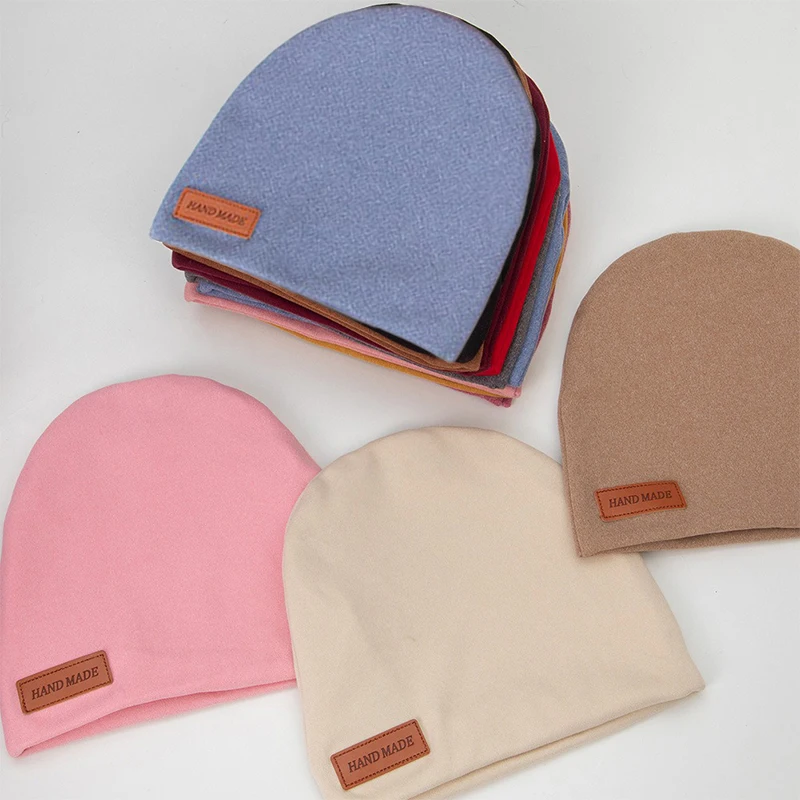 Katı Kaşmir Bebek Türban Hindistan Şapka Yenidoğan Erkek Kız Sonbahar Kış Kasketleri Kaput El Yapımı Deri Etiketi ile Çocuklar Headwraps