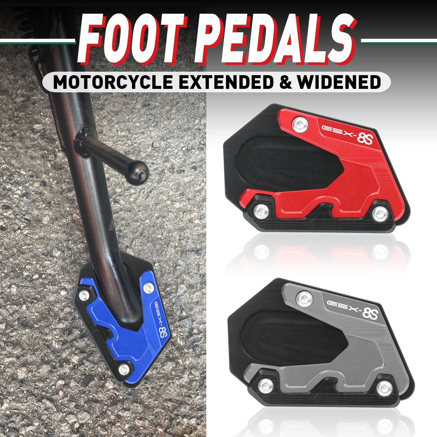 

NEW For Suzuki GSX-8S GSX8S GSX 8S 2023-2024 Motorcycle CNC Kickstand Foot Side Stand Extension Pad Support Plate Pedal Footrest