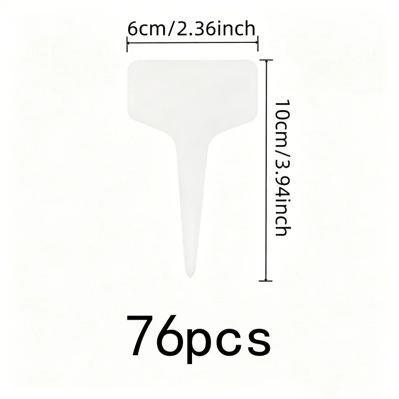 Smooth Writable Surface T-Shape Plant Markers, 76 pcs, Outdoor Garden Marking, White T-Shape Design for Nursery Seedling ID