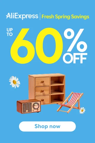 AliExpress Fresh Spring Savings banner featuring top deals on tech gadgets, smartphone accessories, and trending products with limited-time discounts