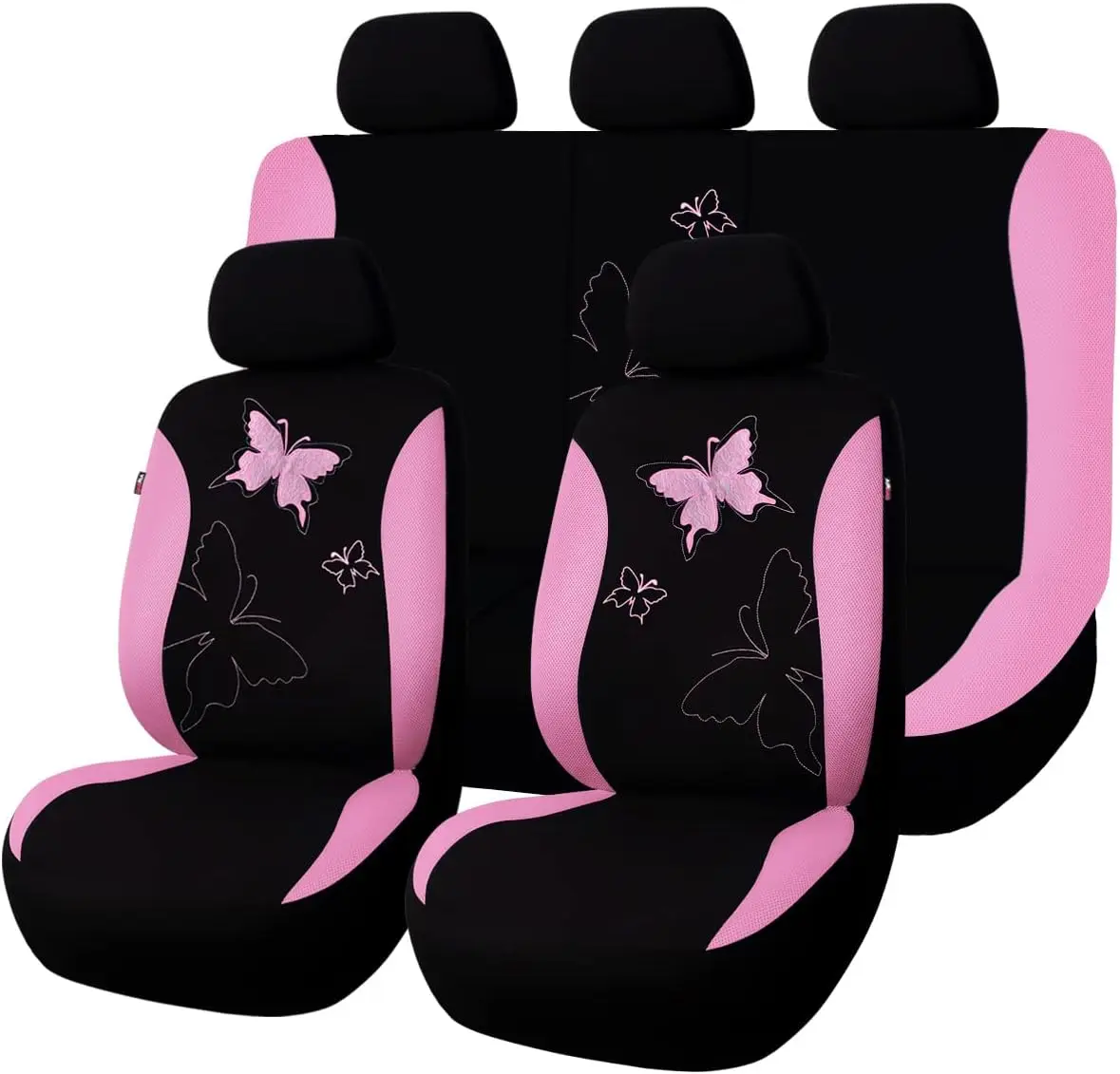 

Butterfly Car Seat Covers Full Set, Universal Fit for Women, Pink Lace Design