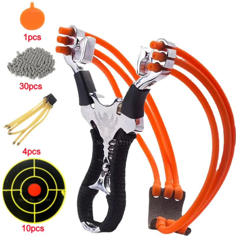 High Quality Outdoor Hunting Shooting Alloy Slingshot with Quality Rubber Band Professional Shooting Game Catapult