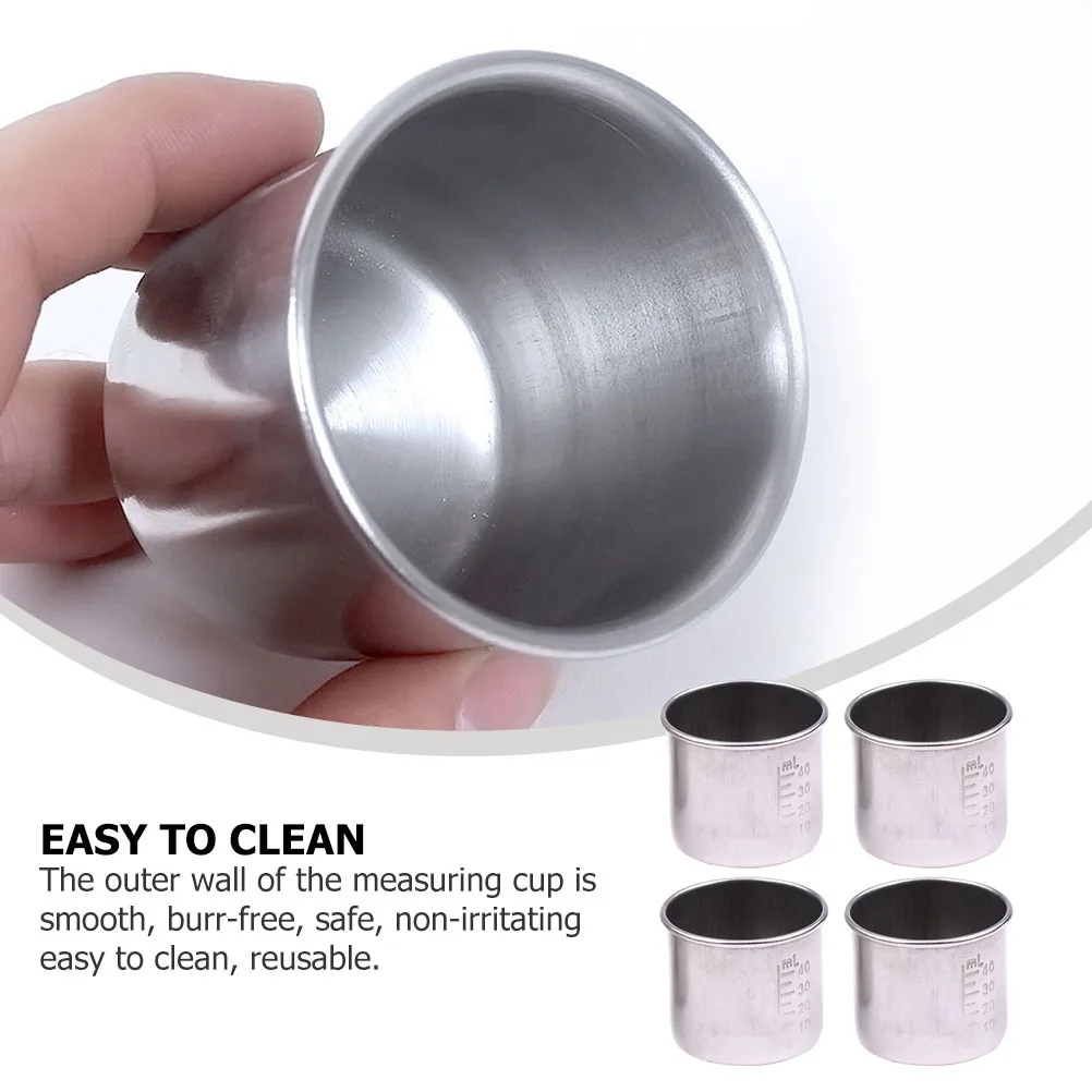 

10Pcs 304 Stainless Steel Measuring Cup 40ml Smooth Burfree Safe Easy Clean Reusable Kitchen Lab Tool 40ml Measuring Cup