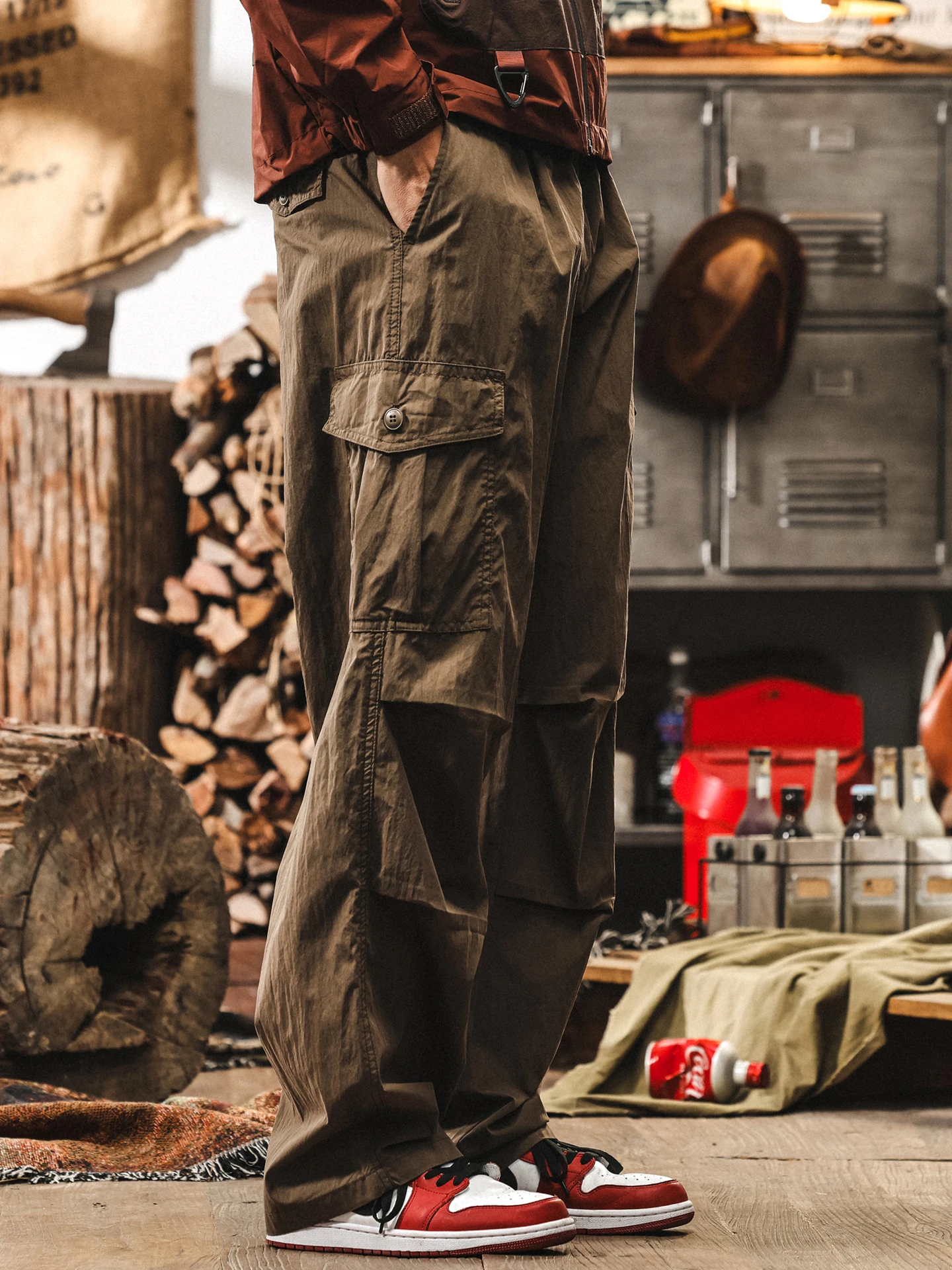 

American Retro Thin Work Pants Men's Summer New Loose Straight Casual Pants Qui Dry Outdoor Paratrooper Pants Youth Sle