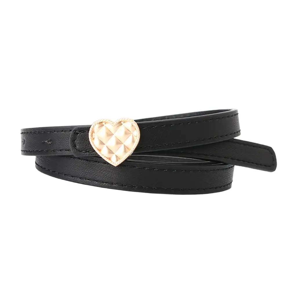 Women's Waist Belt with Metal Heart Buckle PU Simulated Leather for Shorts