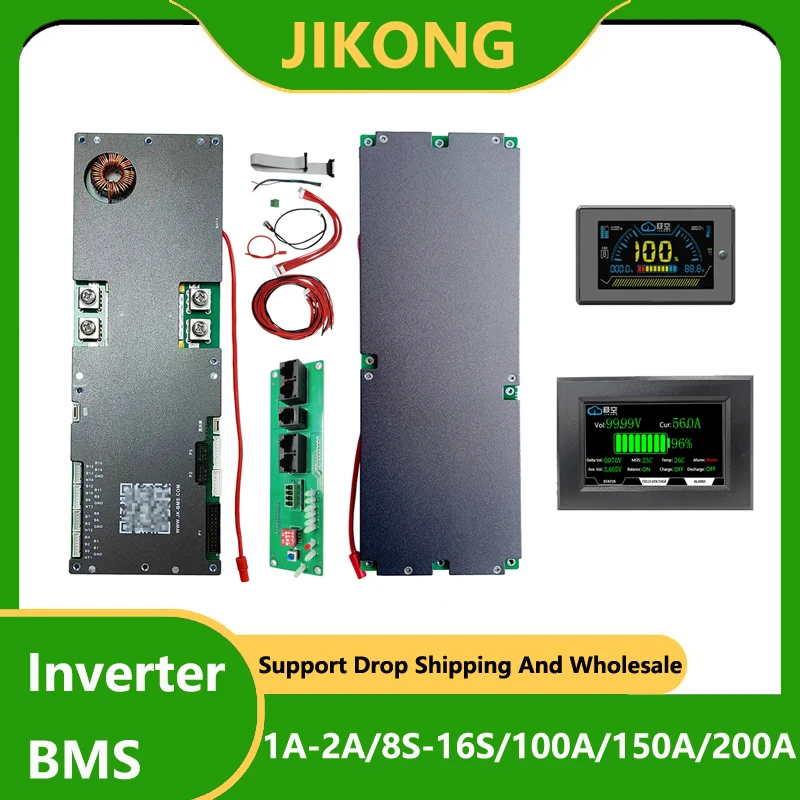 JK BMS Inverter 16S 48V Pipeline JK-PB2A16S20P Balance Active Lifepo4 Batterie 8S 24V 12S 100A 150A 200A RS232 Eddie ion Accueil Camping Pack