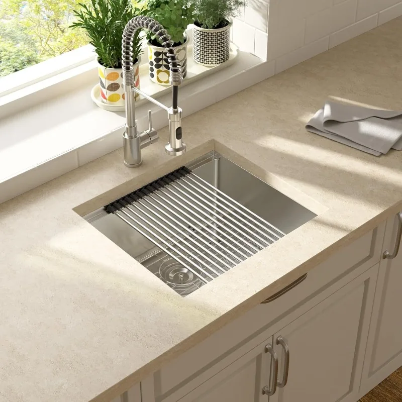 Deep Bowl Undermount Sink Ledge Workstation 16 Gauge Stainless Steel Handmade Utility Laundry Room Kitchen Sink Basin