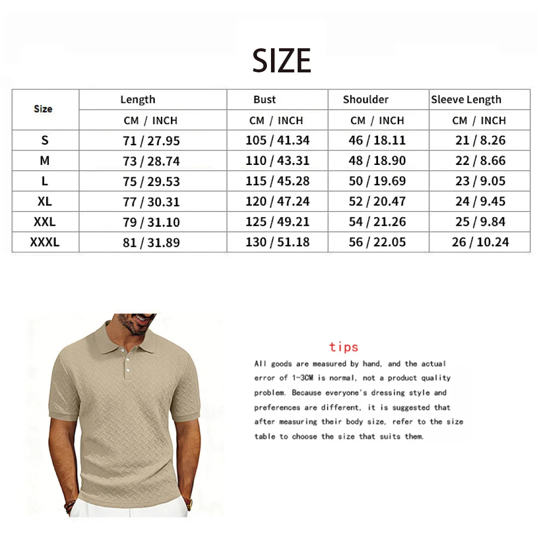 Grenzüberschreitendes Amazon American Heavy-Duty Polo-Shirt mit lockerem Texturmuster, einfarbig, Jacquard, lässig, schlicht, trendig, kurzärmelig – Detail 1