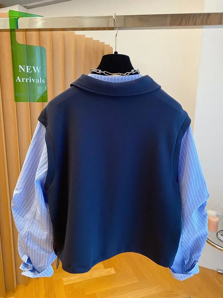 المرأة البلوز فضفاض هوديي الأزياء المتضخم هوديس عارضة تنوعا كسول نمط طويل الأكمام البلوز وهمية قطعتين