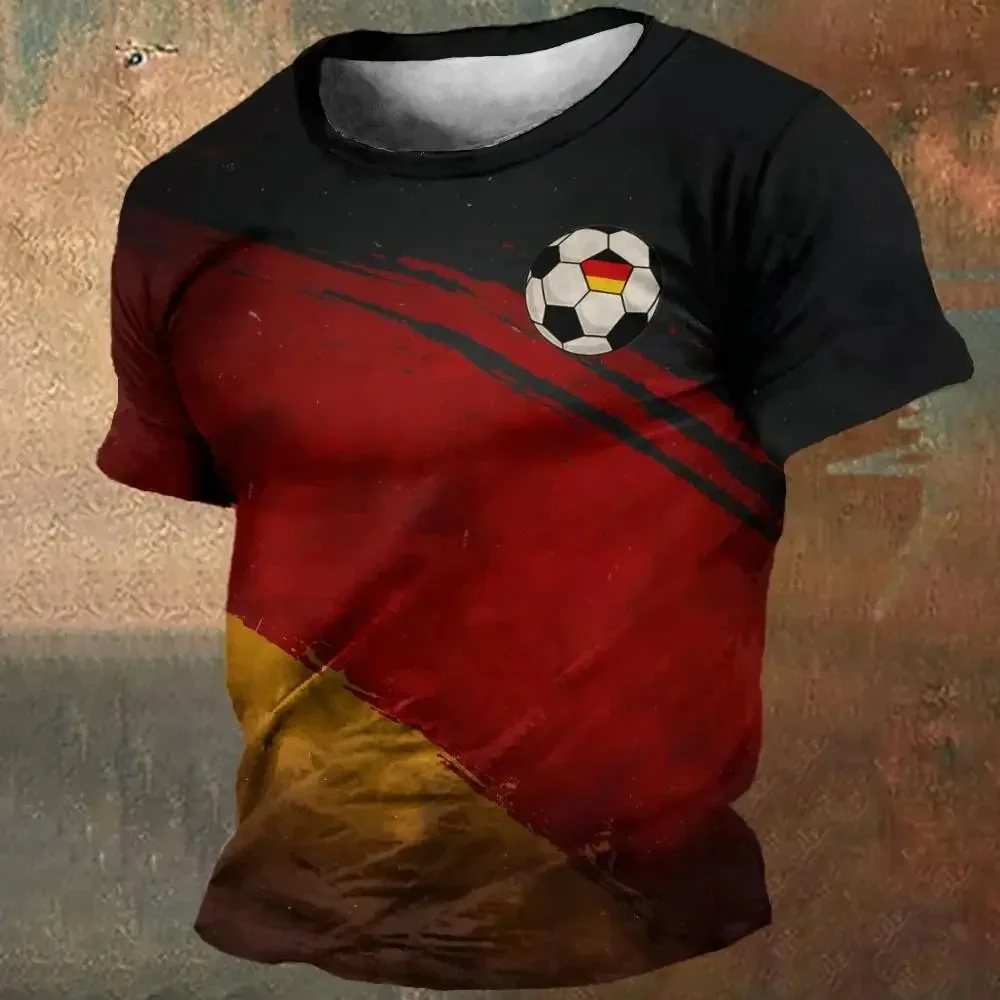 Vintage T-Shirt For Men German Flag Graphic Print 3Dt T-Shirt Short Sleeve T Shirt O Collar Oversized Male Clothing Top Outdoor