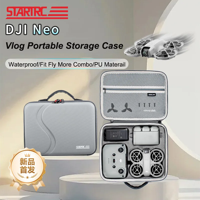 STARTRC Carrying Case for DJI Neo Portable PU Storage Protective Bag for DJI Neo Fly More Combo Accessories