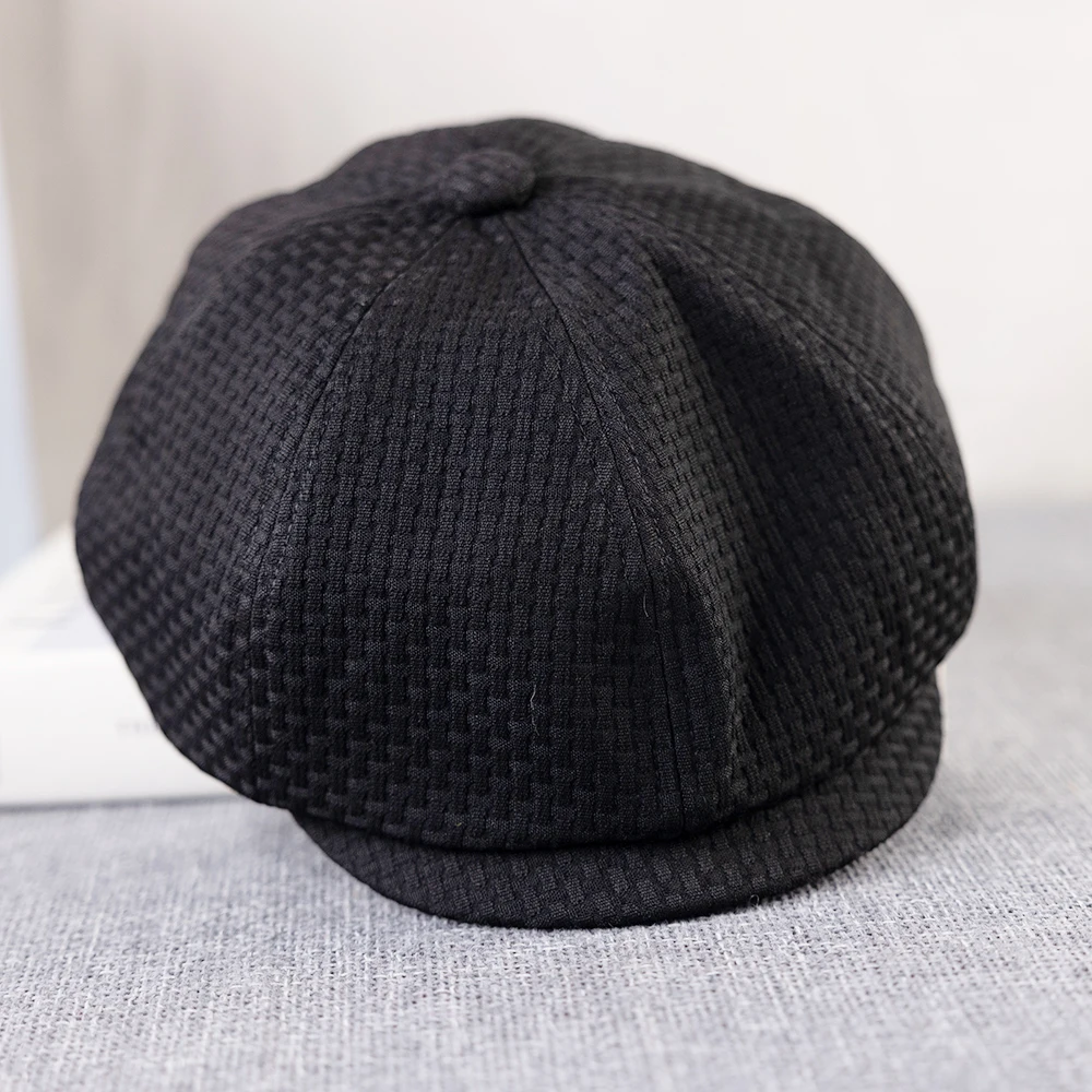 Spring Autumn Black Men Classic Beret Retro British Newsboy Cap Gatsby Woman Octagonal Hats B-001B