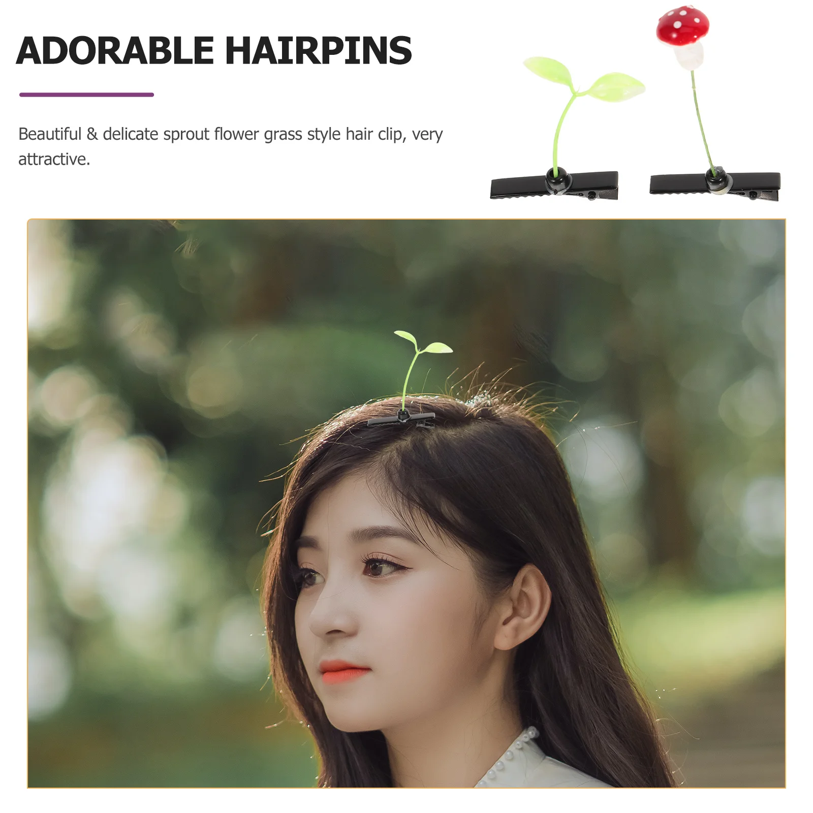 

10 Pcs Fruit Hairpin Random Pattern Clip Flower Grass Practical Women Novelty Clips Sprout