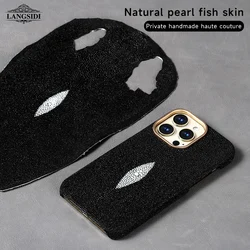 Leather for Magsafe Case for iPhone 16 13 14 15 Pro Max 16Pro 15Pro Luxury Crocodile Stingray Back Cover with Screen Protector