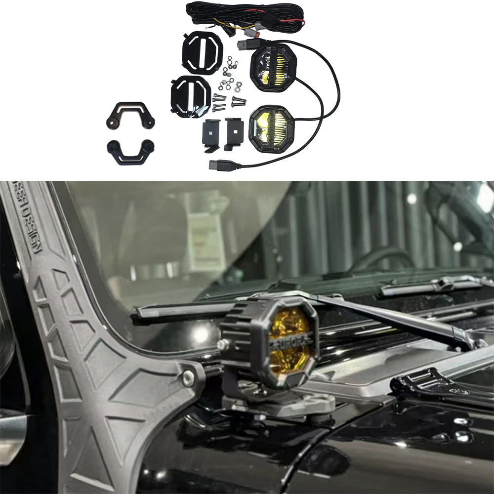 SXMA JL1356 A-Pillar 4inches Light LED Driving Lights Lamp 2pcs+Side Mount Bracket 1pair+wire set for Jeep JL for Wrangler 2018+