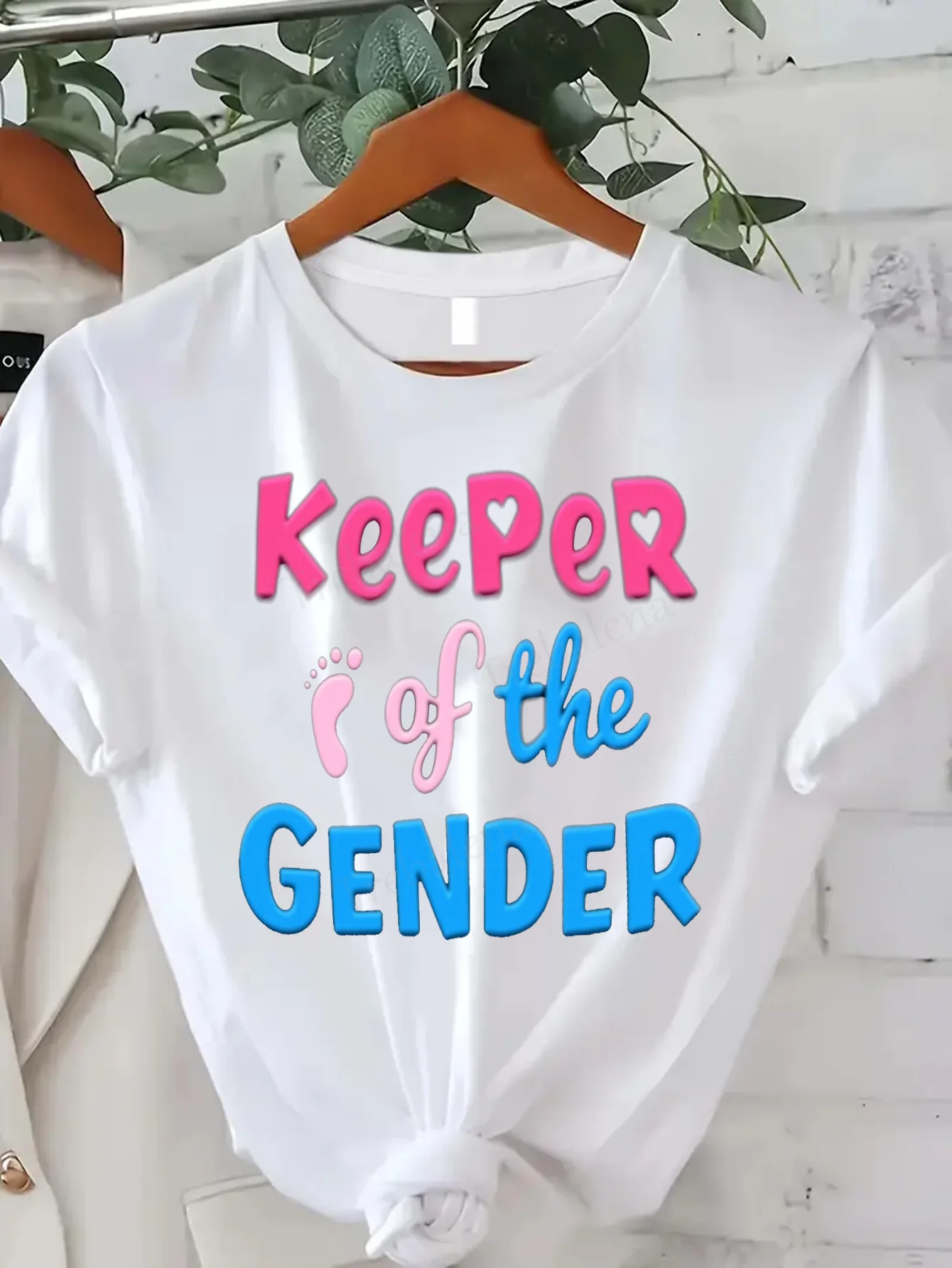 Women T-shirt Keeper of the Gender - Cute Pink & Blue Graphic Tee for Women