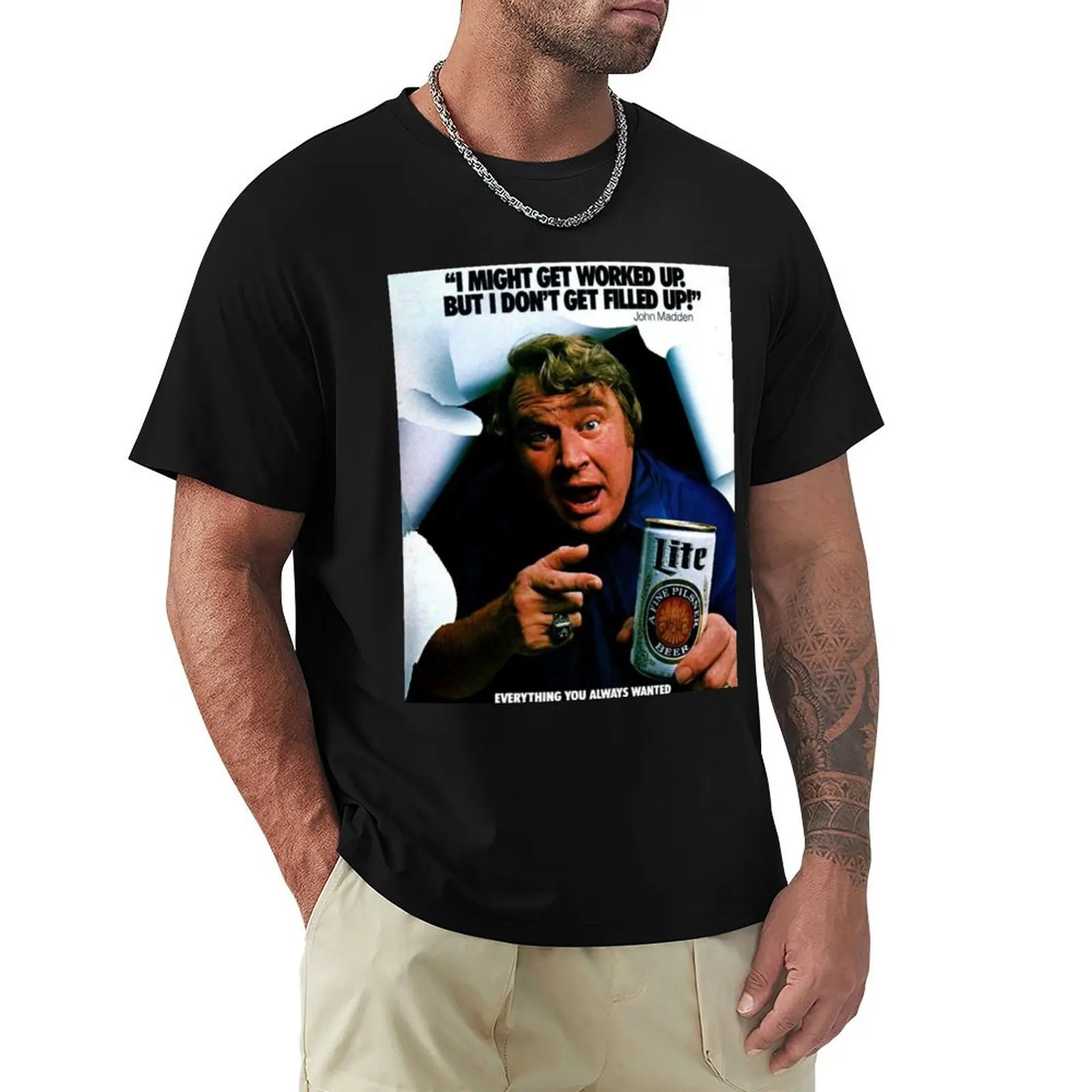 john madden T-Shirt Fashion Print Casual Short Sleeve