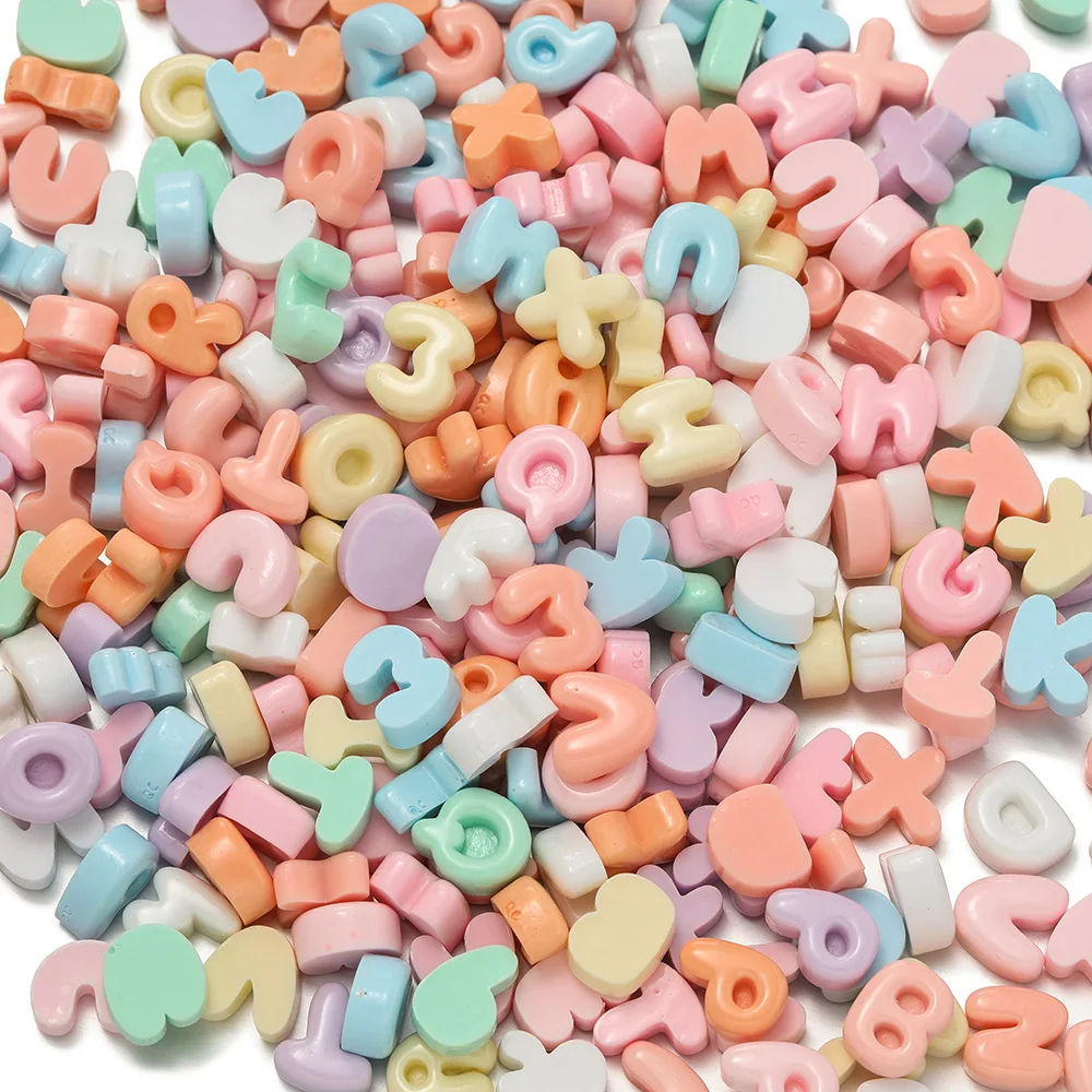 

50 шт./лот, красочные смоляные бусины с буквами алфавита, очаровательные прокладки, бусины для ожерелья ручной работы, аксессуары для изготовления ювелирных изделий своими руками