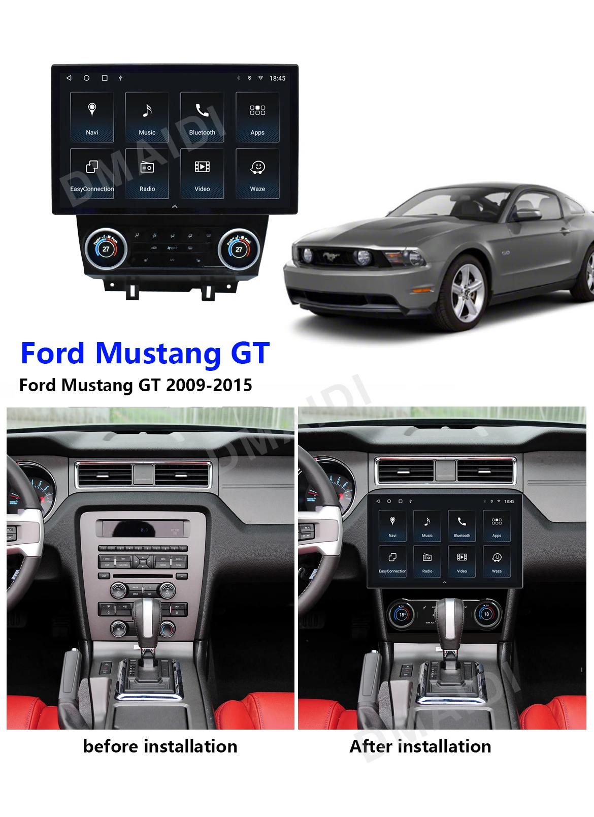 13.3 Inch Android 10 Car Radio GPS Navigation For Ford Mustang 2009-2015 Audio Video Multimedia Player Carplay Auto Head Unit 4G