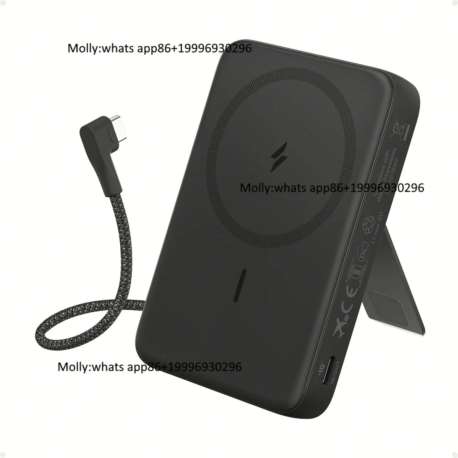 Anker Zolo Magnetic Power Bank, 10,000mAh Wireless Portable Charger with 30W Max Fast Charging, Built-in USB-C Cable and Stand