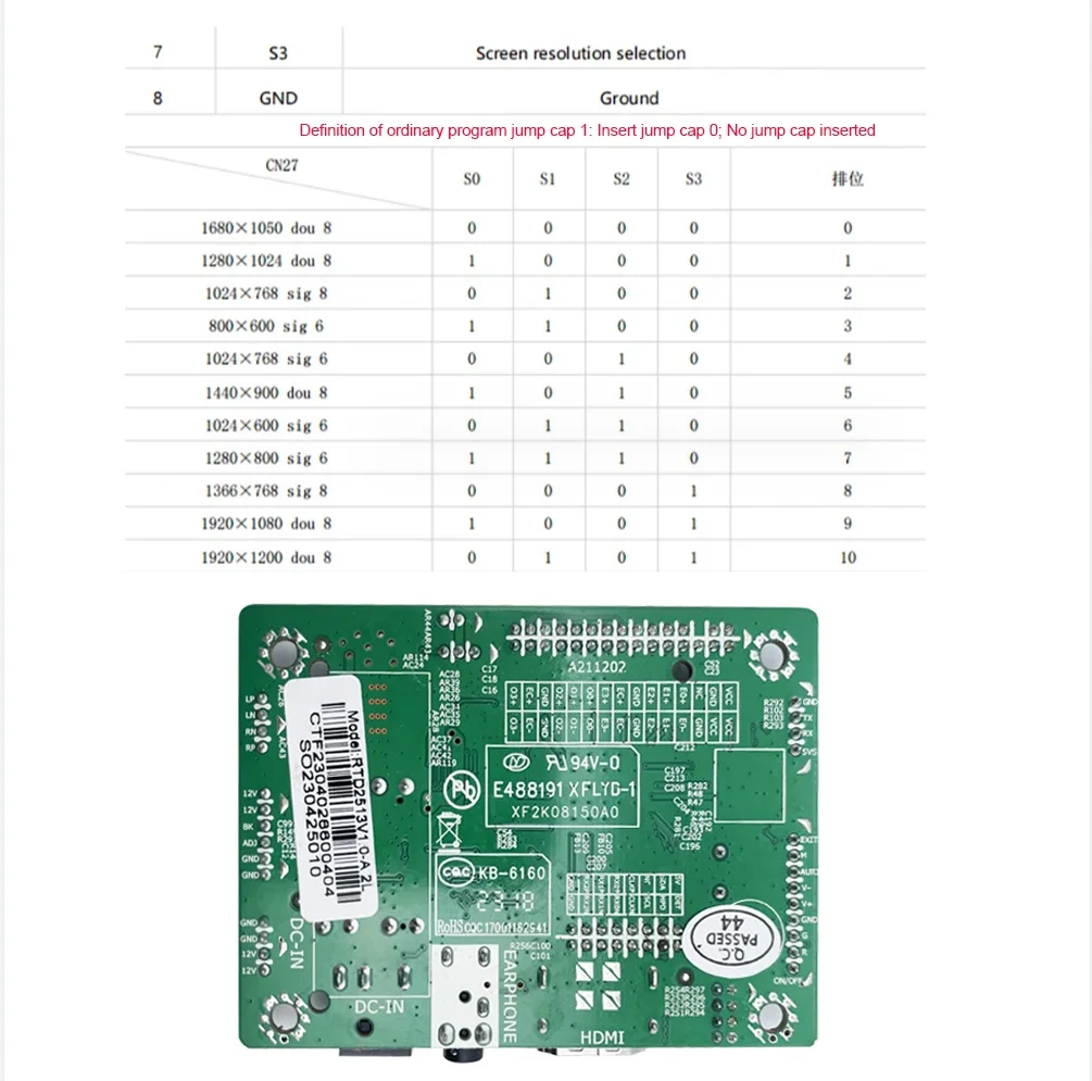 Mini Placa de controlador LCD RTD2513V1.0, Programa de tapa de salto de HDMI a LVDS + kit de cable lvds de 5 piezas, 30P, 40P, 1/2CH, 6/8 BIT