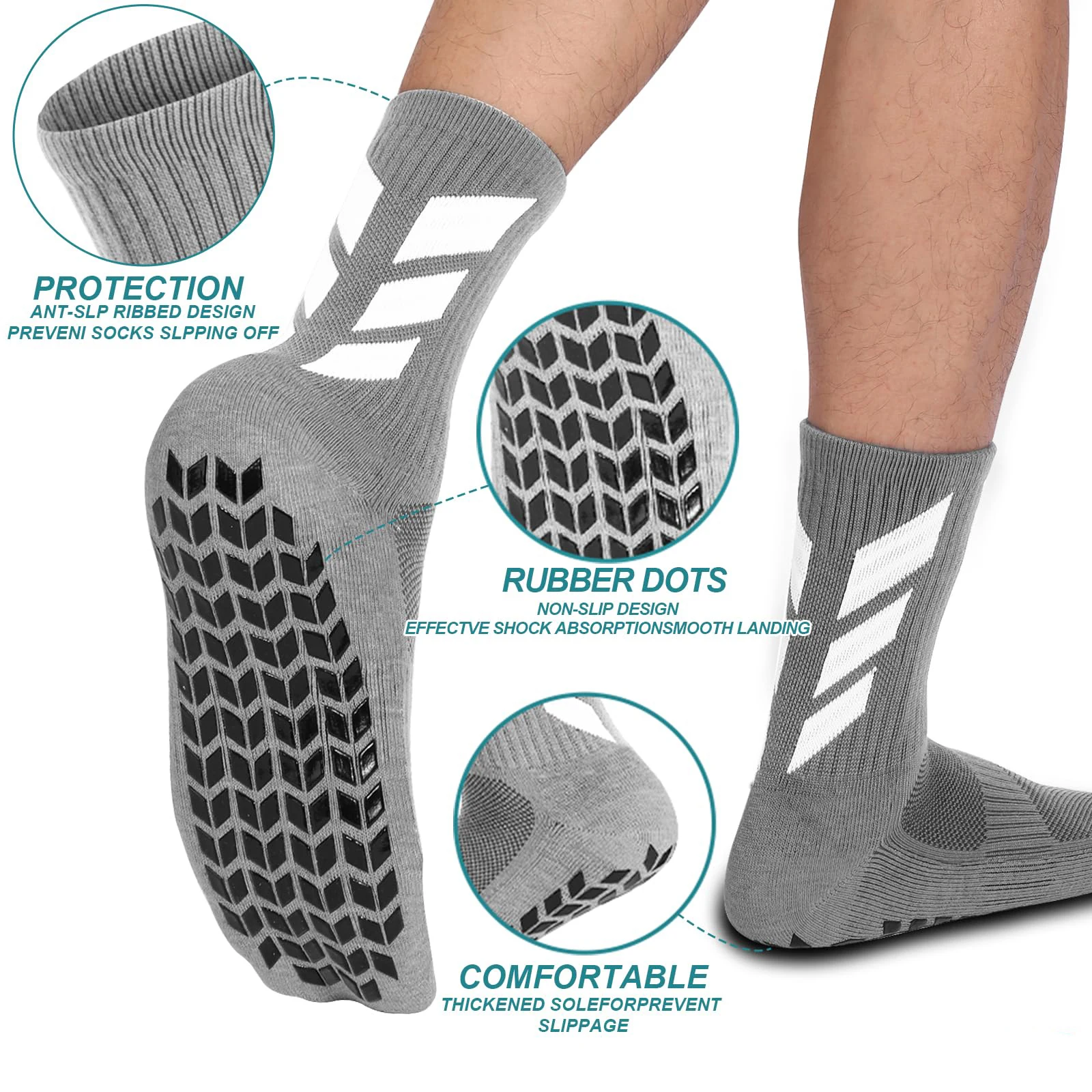 1 pair or 4 pairs Socks Soccer Sock Men Non Slip Anti Slip Non Skid Hospital Yoga Grippy Training Sports Socks