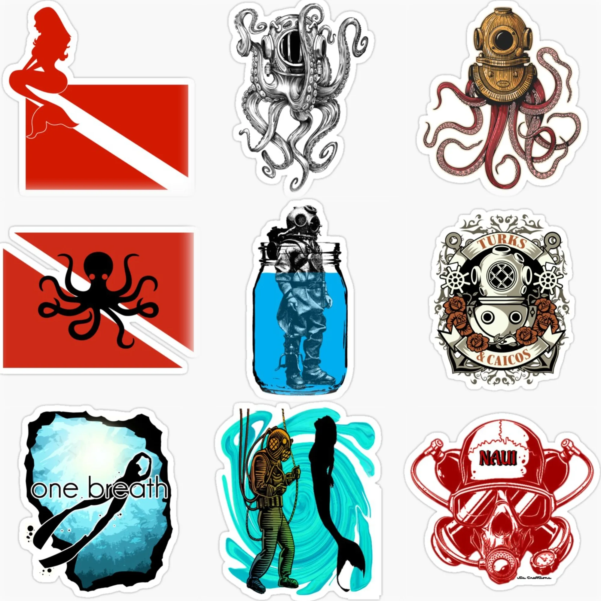 

Scuba Diver Diving Flag Creative Car Stickers Accessories Customizable Size Van Bicycle Helmet Wall Decal