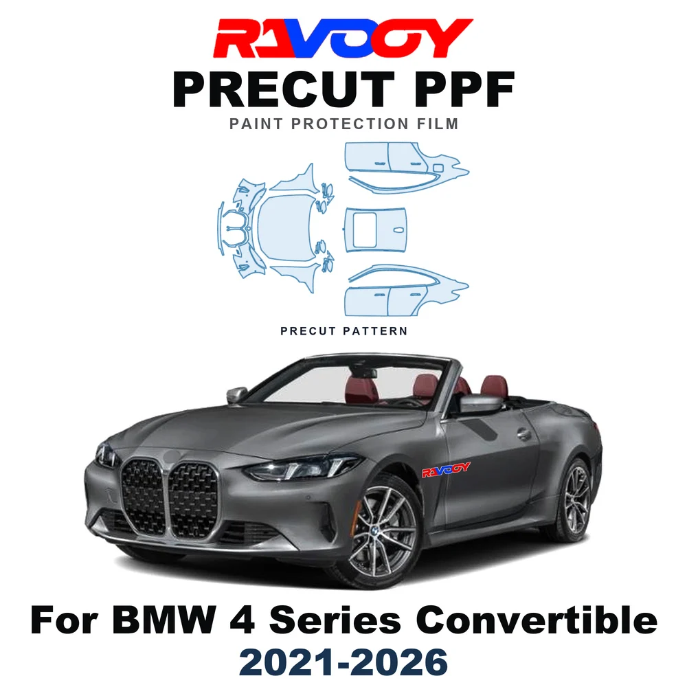 Precut PPF For BMW 4 Series Convertible 2021-2026 8.5mil TPU Paint Protection Film Self-Healing Clear Kit Gloss Hydrophobic