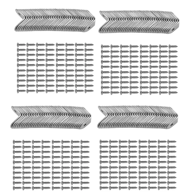 

ABRW-160PCS L Bracket Corner With 320PCS Screws, Corner Bracket, Angle Bracket Fastener For Wood Furniture Bedframe Cabinet
