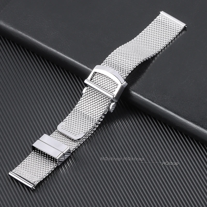 High Quality Milanese Mesh Bracelet for IWC Pilot Watchband for Omega Seamaster Stainless Steel Folding Clasp Wristband 20m 22mm