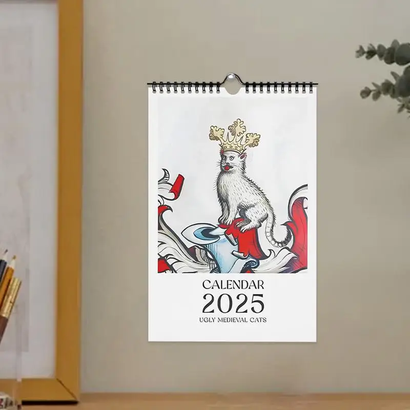 Medieval Cats Calendar Ugly Cats Monthly Calendar 11x8 Inch Funny Cats Wall Calendar 2025 Monthly Calendar Planner For Teens