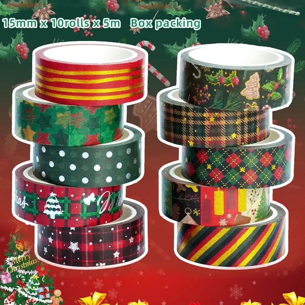 10Roll DIY Kawaii Hand Account Scrapbooking Stationery Paper Tape Christmas Decorative Tape Stickers